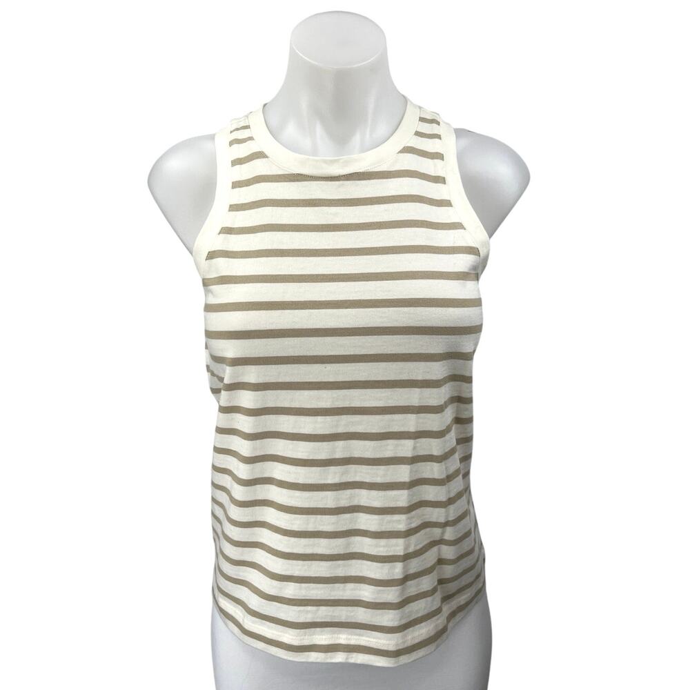 NEW Ann Taylor LOFT Women's Cream Beige Striped Knit Casual Tank Top Size S